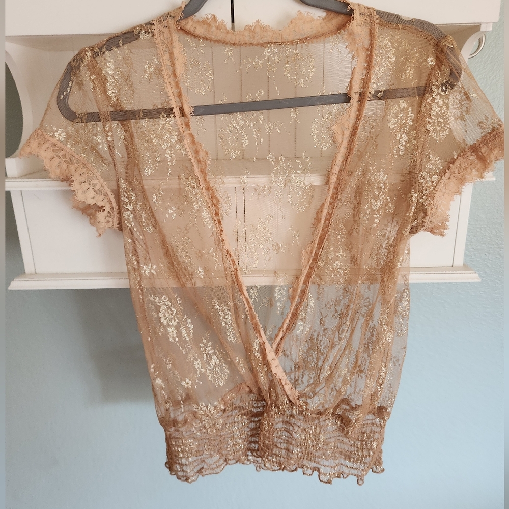 Pretty gold lace top